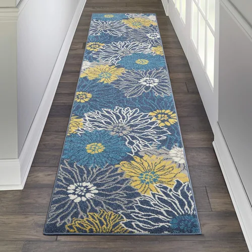 Miniatura 51 de Nourison Passion - Alfombra azul, de 6 pies, 7 pulgadas x 9 pies, 6 pulgadas, floral, campestre, fácil de limpiar, no desprende pelo