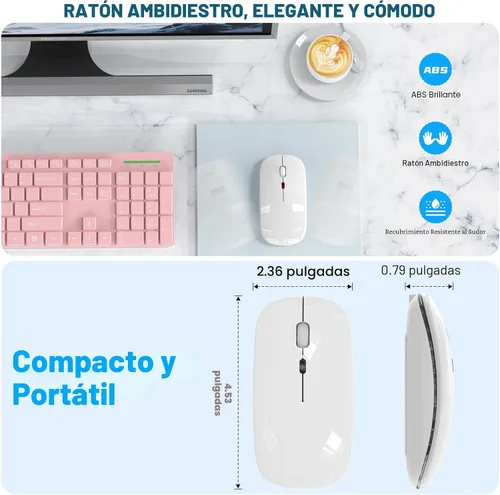 Miniatura 7 de Ratón LED Bluetooth inalámbrico para MacBook Air, Mac Pro, Laptop, iPad, ratón recargable silencioso con luz, ratón jiggle óptico de doble modo
