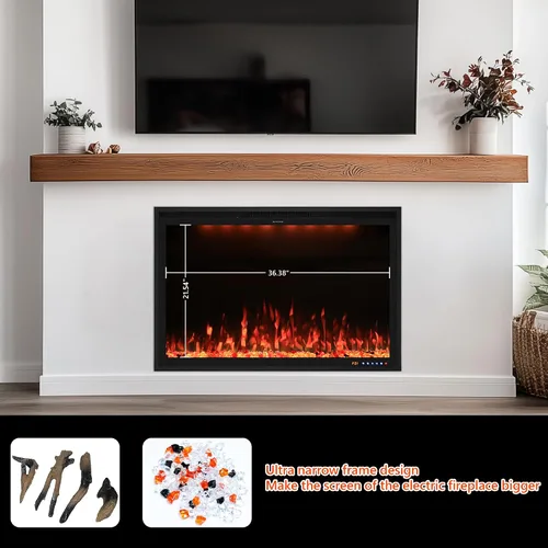 Miniatura 4 de Valuxhome Inserto de chimenea eléctrica empotrada de 40 pulgadas y montado en la pared con aplicación, toque de pantalla y control remoto, 13