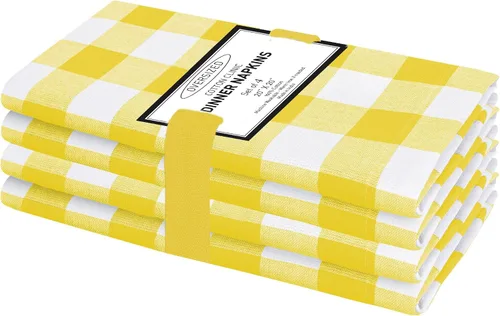 Miniatura 18 de Cotton Clinic Servilletas de tela 100% algodón, grandes, 20 x 20 pulgadas, juego de 4 servilletas de mesa a cuadros a cuadros – Servilletas de mesa