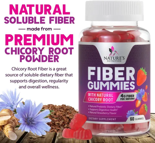 Miniatura 3 de Gomitas de fibra para adultos – Fibra soluble 0.14 oz por porción – Suplemento de fibra prebiótica a base de plantas para salud digestiva, salud