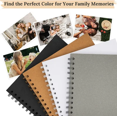 Miniatura 7 de Álbum de recortes de 8 x 8 pulgadas, álbum de recortes DIY de tapa dura de papel kraft, álbumes de fotos, 40 páginas, perfecto para fotos de 4 x 6
