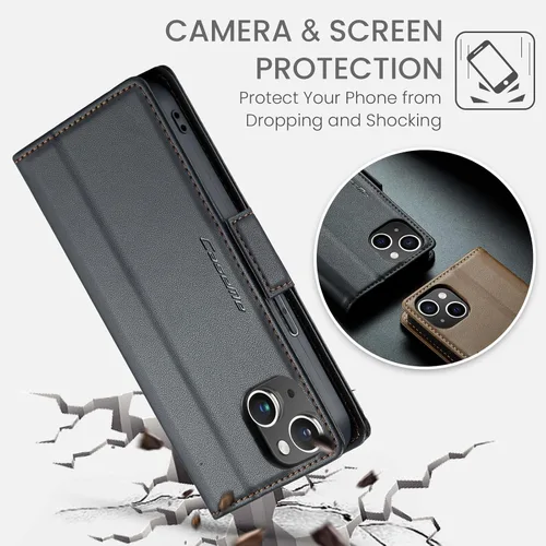 Miniatura 6 de SINIANL Funda tipo cartera compatible con iPhone 15 con tarjetero para mujeres y hombres, con bloqueo RFID, cierre magnético, función atril