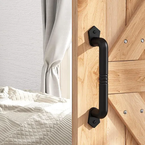 SKYSEN Tirador de puerta corrediza de granero negro para puerta corrediza de granero, puerta de 9 pulgadas, negro (607)