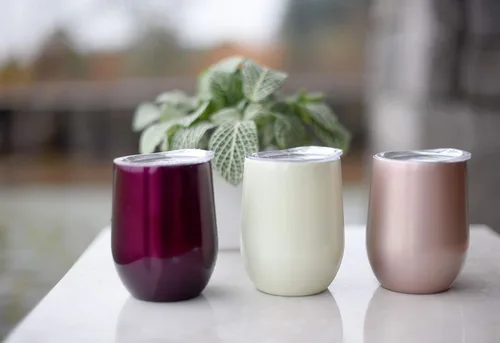 Miniatura 3 de FIFTY-FIFTY 11.8 fl oz doble pared aislada al vacío, vaso de vino, acero inoxidable, tapa a prueba de salpicaduras Borgoña