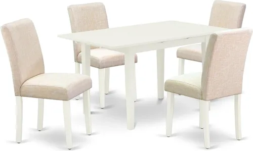 Miniatura 17 de East West Furniture NOAB5-BLK-06 - Juego de comedor de 5 piezas que incluye una mesa de comedor rectangular con hoja de mariposa y 4 sillas Parson