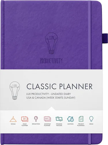 Agenda diaria y horario diario por hora – lista de tareas – Agenda semanal sin fecha, rastreador de hábitos y organizador – LUX Productivity Classic