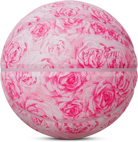 Miniatura 15 de Kuangmi Serie Rosa Balón de Baloncesto, Diseño Premium Estampado para Rendimiento Callejero, Tamaño Oficial para Hombres 7 de 29.5 Pulgadas