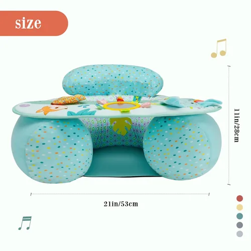 Miniatura 6 de Baby Donut Sit Me Up Asiento de suelo para 3-36 meses, asiento inflable para bebé con funda, silla de actividades para sentarse, bandeja sensorial
