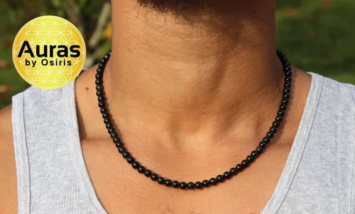 Miniatura 6 de Collar de cristal de obsidiana negra hecho a mano, collar de cuentas de piedras preciosas naturales auténticas, curación, protección, talismán mala