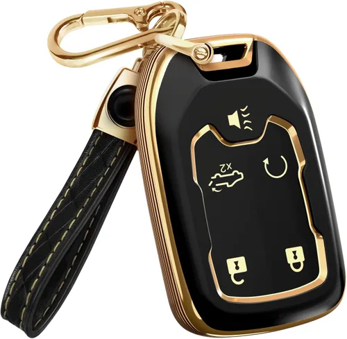 Miniatura 11 de Lucrum Funda para llavero GMC y Chevy y llavero de cuero, funda de TPU para Suburban Acadia Sierra Tahoe Yukon - 2014-2025