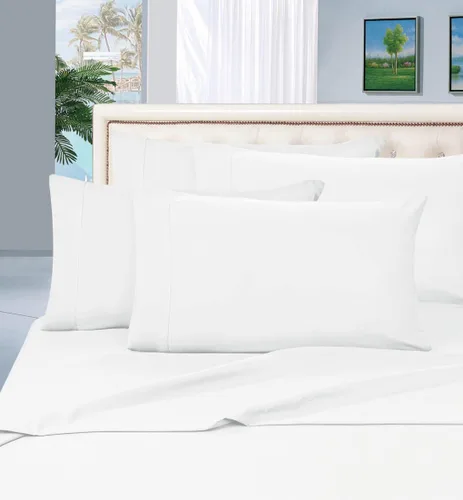 Elegant Comfort Juego de sábanas de lujo de 6 piezas de calidad egipcia de 1500 hilos, resistente a las arrugas y a la decoloración, tamaño Blanco