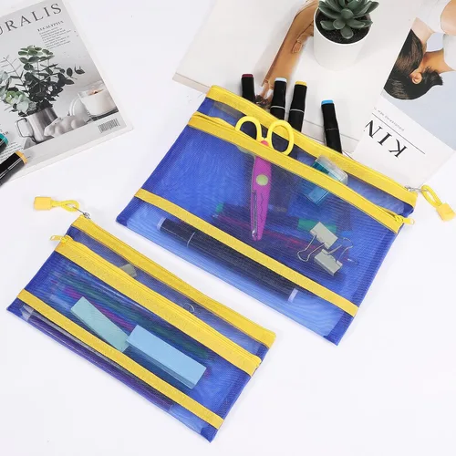 Miniatura 4 de 12 bolsas de malla de nailon con cremallera, bolsas de malla para cosméticos, bolsas de maquillaje, estuche de lápices, bolsas de viaje multiusos