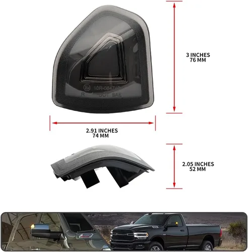 Miniatura 7 de 2 piezas de luz LED ámbar para espejo, luz de señal de giro para Dodge Ram 1500 2021 2022 2023, para Ram 1500 Classic 2022 2023, para Ram 2500 3500