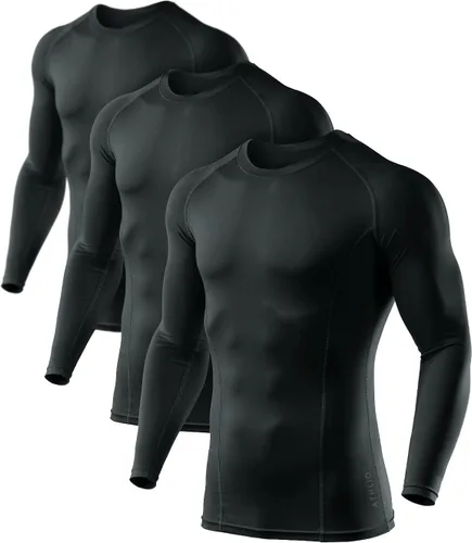 ATHLIO - Paquete de 1 o 3 camisetas de compresión de manga larga con protección FPU 50+ para hombre, camiseta de protección para deportes acuáticos,