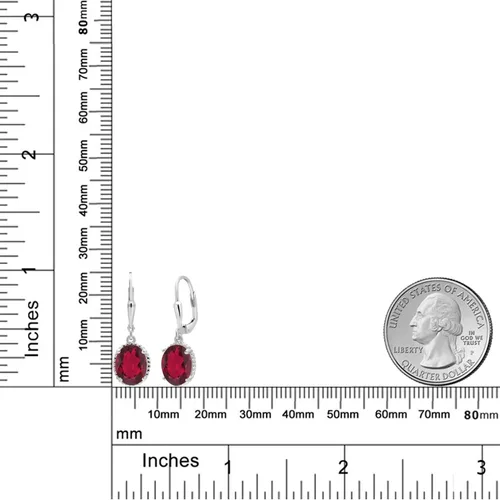 Miniatura 160 de Gem Stone King Aretes colgantes de gota para mujer, plata de ley 925, piedra natal ovalada de 0.354 x 0.276 in, joyería fina, regalos para ella