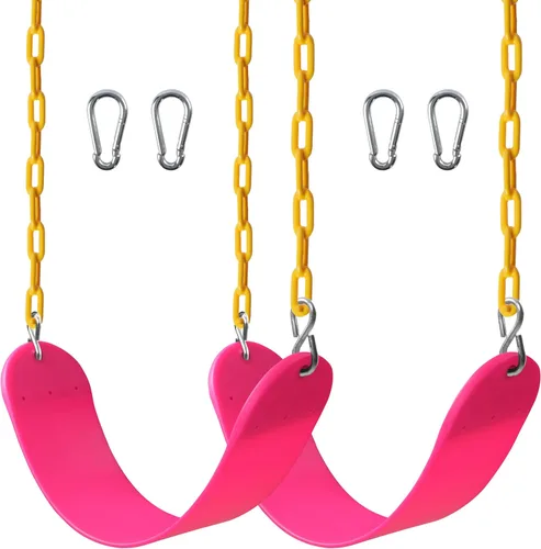 Miniatura 8 de Sunnyglade Juego de 2 columpios resistentes con cadena de 66 pulgadas, accesorios de repuesto con ganchos a presión, soporta 250 libras (2, verde)