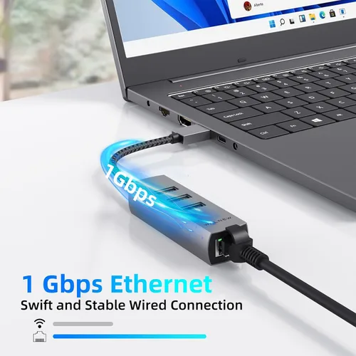 Miniatura 3 de Adaptador USB A a Ethernet, WALNEW USB 3.0 a RJ45 Gigabit Ethernet, compatible con Mac, MacBook Pro/Air, Samsung Galaxy Tab