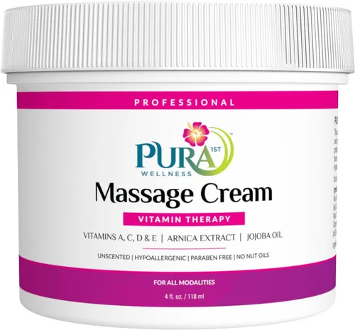 Vitamin Therapy Crema de masaje de 4 onzas líquidas, vitamina E, profesional, terapia de masaje, tejido profundo, sin perfume, hipoalergénica,