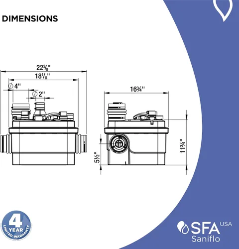 Miniatura 6 de SANIFLO Sanicubic 1 Grinder System - 120v - Residencial y Comercial