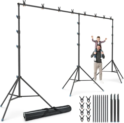 Miniatura 11 de LINCO Soporte de fondo para fiestas, 9 x 20 pies, kit de fondo de estudio de video resistente 4166 para bodas, fiestas, sesión de fotos