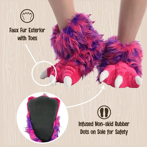 Miniatura 4 de Lazy One - Pantuflas con diseño de garra de animal para niños y adultos disfraz divertido para niños cálidas pantuflas peludas
