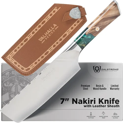 Cuchillo Nakiri Dalstrong – 7 pulgadas – Serie Valhalla – Acero al carbono 9CR18MOV de alto contenido – Cuchillo de cocina para verduras – Mango de
