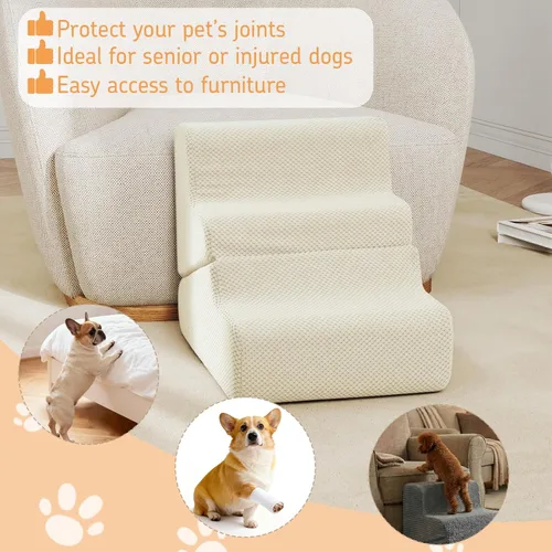 Miniatura 3 de Rampa para perros para cama, escaleras para perros de 16.5 pulgadas de alto para cama alta, escalones para mascotas 2 en 1 para perros pequeños