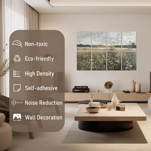 Miniatura 3 de FurnoFlexArt Paneles Acústicos Artísticos Azulejos Decorativos para Habitación Paneles de Espuma Insonorizante Absorbente Amortiguador Cancelador