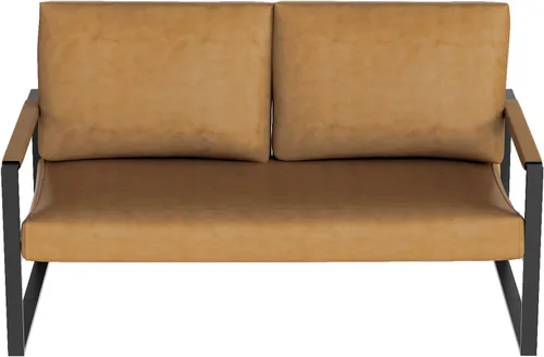 Miniatura 4 de Lamerge Sofá biplaza, sofá moderno de cuero de 2 plazas, sofá de mediados de siglo tapizado, sillón decorativo para sala de estar con marco