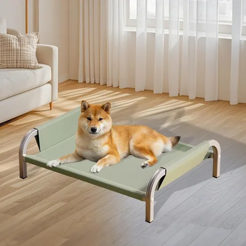 Miniatura 3 de Elevated Pet Bed Raised Cat Dog Bed Sturdy Breathable Portable Comfortable Cot Pet Hammock for Indoor Cats Puppy Kitten Green M- Green L