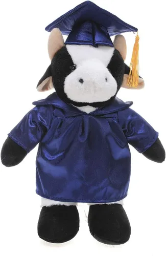 Miniatura 11 de Plushland Juguetes de peluche de vaca, regalos para el día de graduación, texto personalizado, nombre o logotipo de tu escuela en el vestido, lo