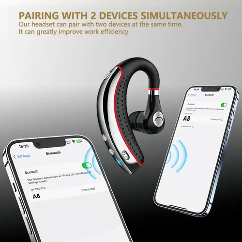 Miniatura 6 de SneKa Auriculares Bluetooth, auricular Bluetooth inalámbrico con funda de carga de 500 mAh, tiempo de conversación de 72 horas y para teléfonos