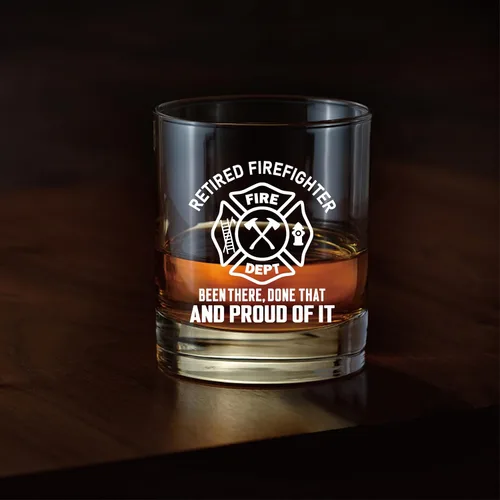 Miniatura 6 de AGMDESIGN Bombero jubilado Been There Done That y Orgulloso de eso Divertido vaso de whisky de jubilación, bombero papá, hermano, tío, regalo