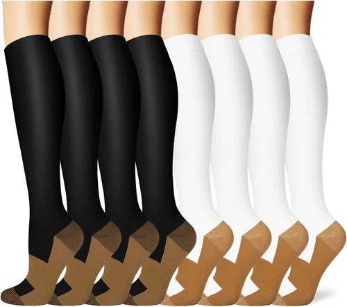 Iseasoo - Calcetines de compresión y de cobre para hombre y mujer, para mejorar la circulación, correr, hacer senderismo y ciclismo, 15-20 mmHg (SM)
