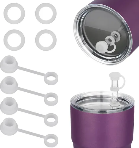 Miniatura 6 de NiHome Juego de tapones de silicona para derrames, apto para vaso YETI, accesorios para vasos con 4 tapas de pajilla, 4 tapones a prueba de fugas