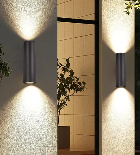 Miniatura 6 de Kira Home Enzo - Moderna lámpara de pared cilíndrica para exteriores de 16 pulgadas, aplique de 2 luces arriba y abajo, lámpara de pared exterior