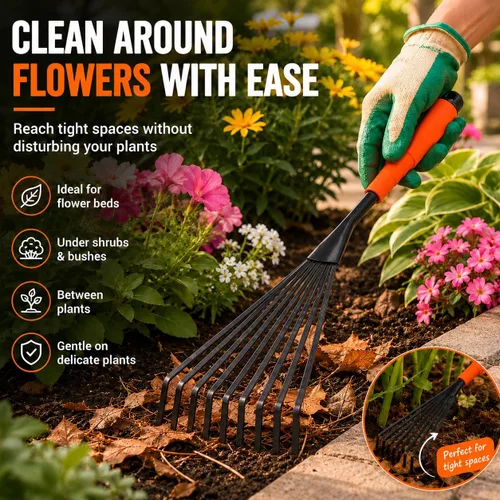 Miniatura 3 de Finder Rastrillo de mano, herramienta de mano de jardinería de 15.6 pulgadas con mango ergonómico y agujero para colgar para almacenamiento