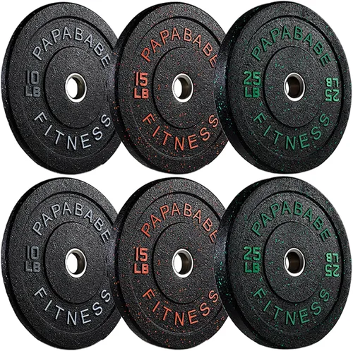 Miniatura 17 de Papababe Placas de peso, juego de placas de pesas de 2 pulgadas, placas de peso de goma protectoras para el suelo, placas de parachoques de 10 a 600