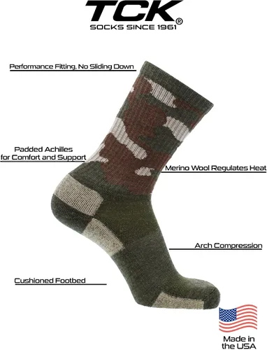 Miniatura 19 de TCK Calcetines de lana merino para hombres y mujeres para senderismo, caza, ciclismo de montaña, longitud de la tripulación para botas