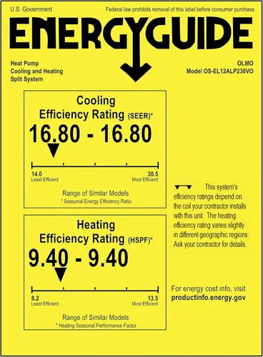 Miniatura 8 de OLMO Mini bomba de calor de CA dividida de 12,000 BTU 230V, montaje en pared sin conductos - 20 SEER2 - Kit inteligente y kit de instalación de 16