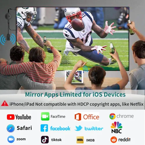 Miniatura 4 de Adaptador Dongle de Visualización HDMI Inalámbrico 4K 1080P, Transmisión WiFi de Películas, Receptor para i-Phone, i-Pad, iOS, Android, Tablet, Negro