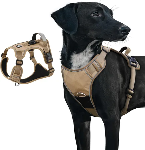 Miniatura 11 de Arnés para perro, chaleco ajustable mejorado a prueba de escapes, para caminar al aire libre, chaqueta suave y transpirable con tiras reflectantes