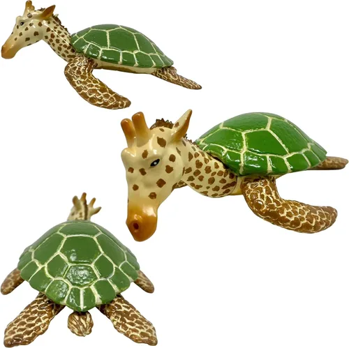 Randimals Juguetes híbridos realistas de jirafa y tortuga, mezcla única de juguetes de safari y animales de granja, figuras pequeñas, minifiguras de
