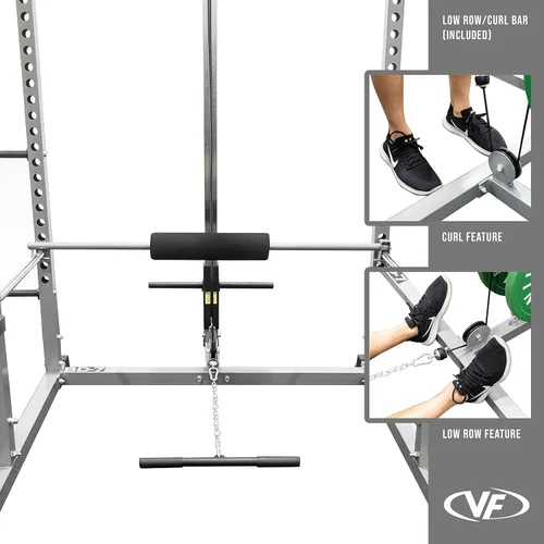 Miniatura 7 de Valor Fitness Power Rack - Soporte para sentadillas y banco de prensa de banco con accesorio desplegable LAT de 2 x 2 pulgadas, marco de Rack