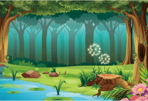Leyiyi Fondo de fotografía de bosque encantado de 5 x 3 pies, diseño de cuento de hadas, bosque, primavera, flores, río, caricatura, telón de fondo,