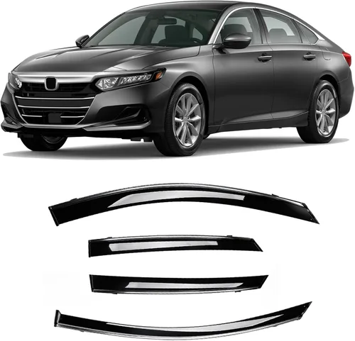 Tinte de humo adhesivo con viseras de ventana cromadas compatibles con Honda Accord Sedan 2018-2022, deflectores de ventana inastillables, 4 piezas