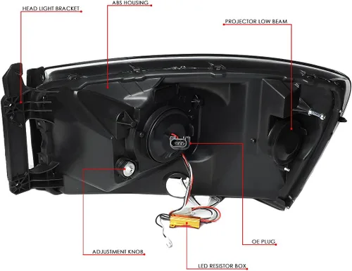 Miniatura 6 de DNA MOTORING HL-HPL-RM06-G2-BK-CL1 Faros proyectores de secuencia de señal LED 3D dual DRL Compatible con Dodge Ram 1500 modelos 2006-2008/Dodge Ram