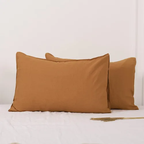 Miniatura 33 de Simple&Opulence Juego de 2 fundas de almohada de lino 100% lino francés lavado, tamaño Queen - Fundas de almohada de color sólido bordado, suave