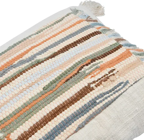 Miniatura 5 de Creative Co-Op Tejido de algodón con apliques lumbares, almohada con flecos y borlas, 24 pulgadas de largo x 16 pulgadas de ancho x 2 pulgadas